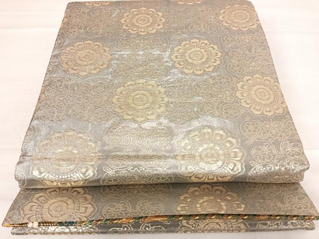 平和屋着物◎両面六通柄袋帯 唐織 立波花蝶文 金糸 正絹 逸品 AABD5730yx