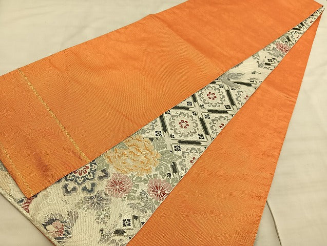 平和屋着物◎佐賀錦 両面 全通柄袋帯 鳳凰花文 銀糸 正絹 逸品 BAAV8903hv