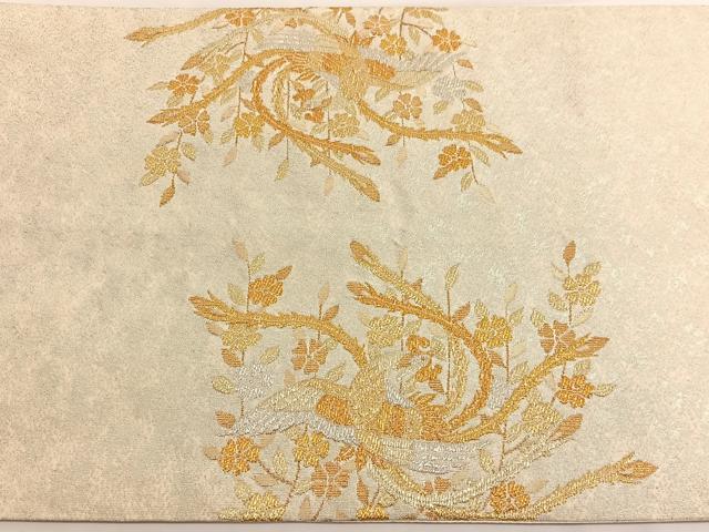 平和屋着物◎太鼓柄袋帯 綴れ 鳳凰枝垂れ花文 金銀糸 正絹 逸品 BAAV8882hv