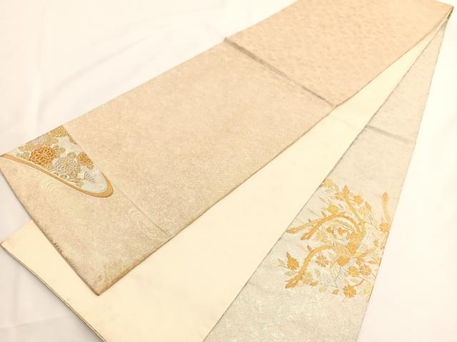 平和屋着物◎太鼓柄袋帯 綴れ 鳳凰枝垂れ花文 金銀糸 正絹 逸品 BAAV8882hv