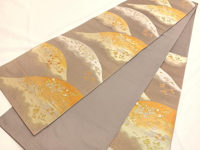 平和屋着物◎六通柄袋帯 遠山箔散らし花文 金銀糸 正絹 逸品 BAAV9412hv