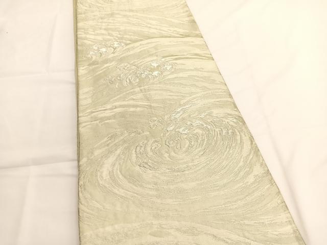 平和屋着物◎六通柄袋帯 立波文 銀糸 正絹 逸品 BAAV9481hv