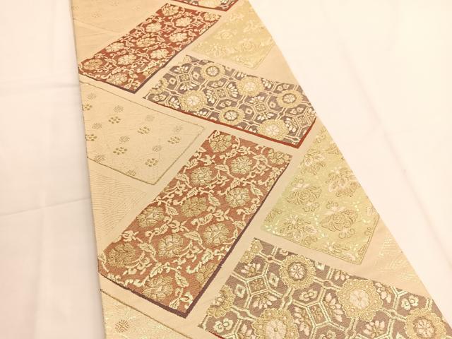 平和屋着物◎六通柄袋帯 唐織 檜垣花唐草文 金糸 正絹 逸品 BAAV9527hv
