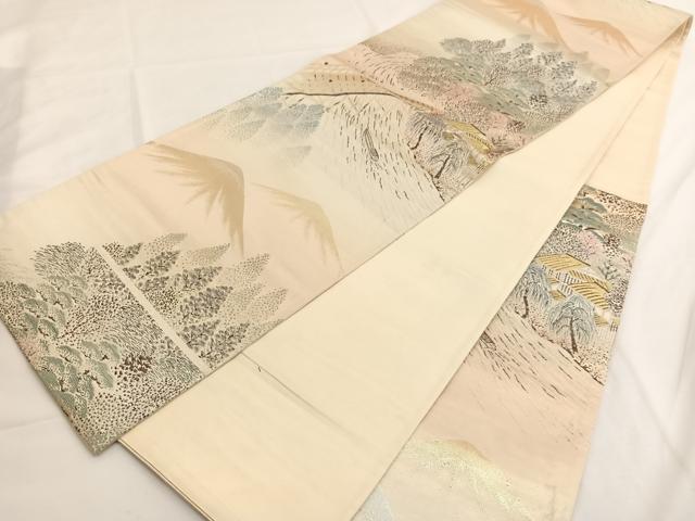 平和屋着物◎六通柄袋帯 唐織 瀬田唐橋 金銀糸 正絹 逸品 BAAV9617hv
