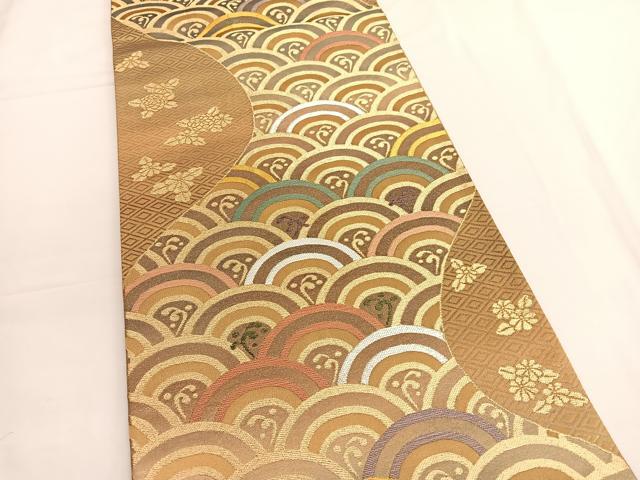 平和屋着物◎六通柄袋帯 立波青海波花文 金銀糸 正絹 逸品 BAAV9597hv