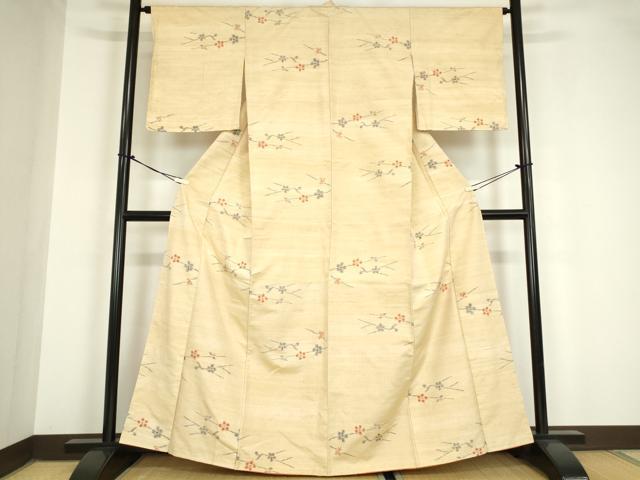平和屋着物●上質な紬 枝花文 正絹 逸品 未使用 DAAY9670az