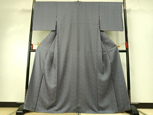 平和屋着物●上質な色無地 花唐草地紋 薄鼠色 ますいわ屋扱い 正絹 逸品 未使用 AABD8592fy