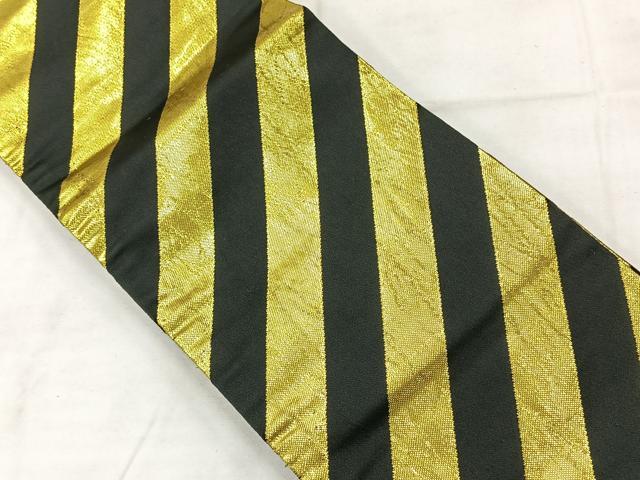 平和屋着物◎半幅帯 舞台衣装 斜縞 黒地 AABC9095uk