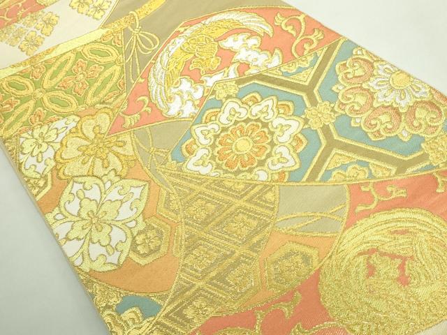 平和屋着物●極上 西陣 川島織物 六通柄 本袋帯 几帳鳳凰花文 金銀糸 逸品 DZAB2620kh6