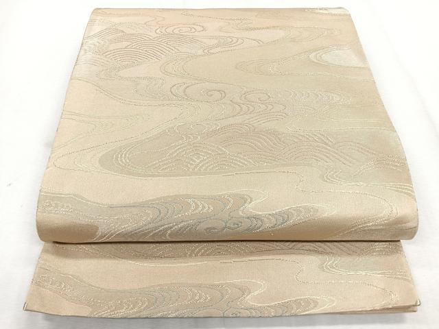 平和屋着物◎六通柄袋帯 流水文 金糸 正絹 逸品 CABB0849nb
