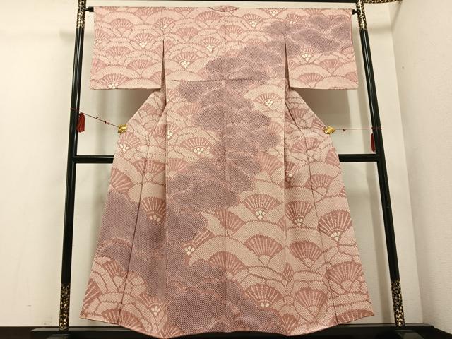 平和屋着物●訪問着 絞り 雲重ね舞扇文 正絹 逸品 AABE0744ph
