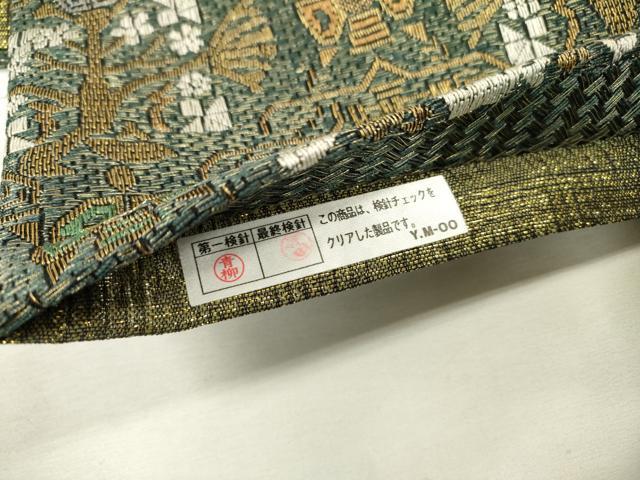 平和屋着物▽全通柄袋帯 スリーシーズン 春夏秋 抽象文様 金糸 正絹 逸品 未使用 DAAZ6467fe