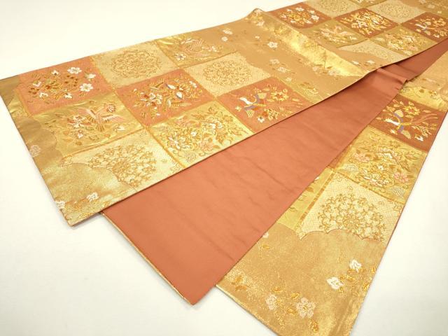 平和屋着物▼六通柄袋帯 唐織 正倉院花喰い鳥更紗文 正絹 逸品 DAAZ6526fe