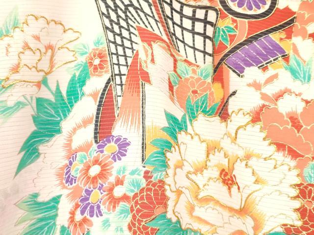 平和屋着物*夏物 お宮参り 女の子 祝着 産着 初着 のしめ 絽 駒刺繍 御所車花文 暈し染め 金彩 逸品 DAAY3414ma