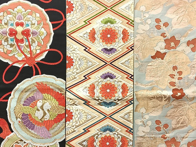 平和屋着物■袋帯 西陣 まとめて100点 鳳凰 鶴 尾長鳥 向い鳥 人物 蝶 風景 更紗 松竹梅 七宝 正倉院 金銀糸 未使用品あり 全て正絹 mmm965