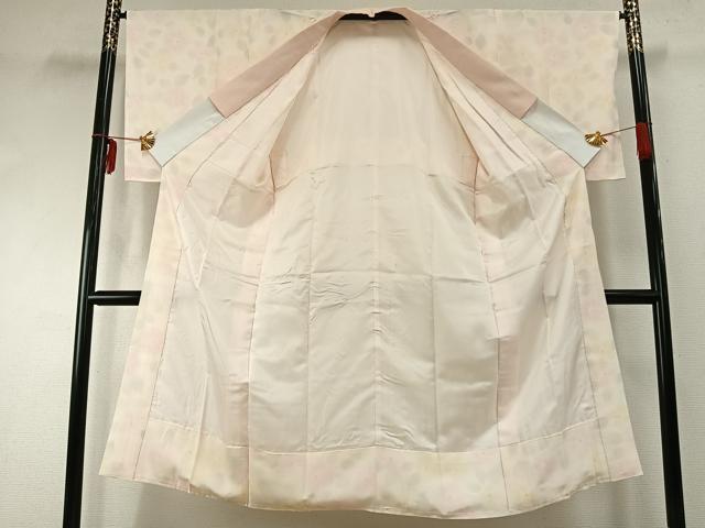 平和屋着物●長襦袢 袷 草花文 正絹 逸品 AABD8749fy