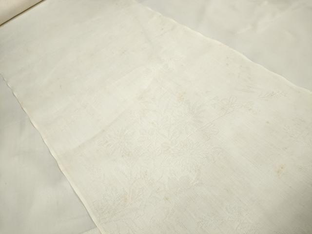 平和屋着物*夏物 長襦袢 小千谷ちぢみ 反物 着尺 小千谷本麻紋紗 草花紋紗 小千谷織物 証紙付き 麻 逸品 未使用 DABA7046zzz