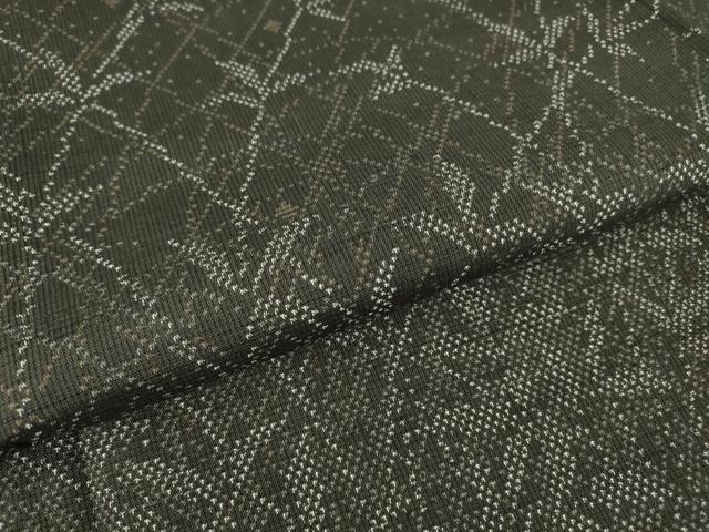 平和屋着物●訪問着 紬地 草葉文 黒地 正絹 逸品 DAAY9784az