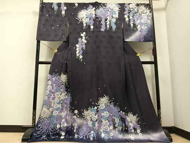 平和屋着物●訪問着 花尽くし 暈し染め 銀彩 ロング丈 洗える着物 AABE1245ph