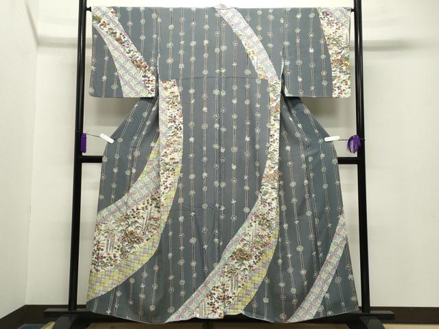 平和屋着物●訪問着 型染め 風景松竹梅文 正絹 逸品 CABA9701gh