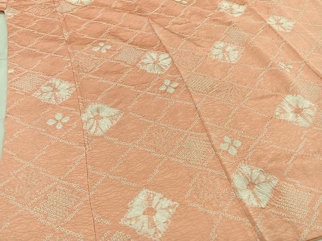 平和屋着物■上質な小紋 総絞り 松皮花菱文 正絹 逸品 AABD6766uw