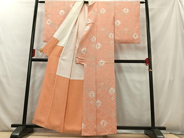 平和屋着物■上質な小紋 総絞り 松皮花菱文 正絹 逸品 AABD6766uw