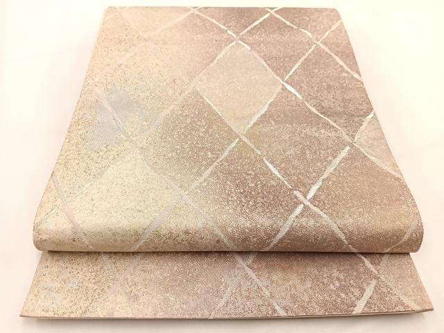 平和屋着物◎六通柄袋帯 菱つなぎ文 金銀糸 引箔 三越扱い 正絹 逸品 BAAV7635yc