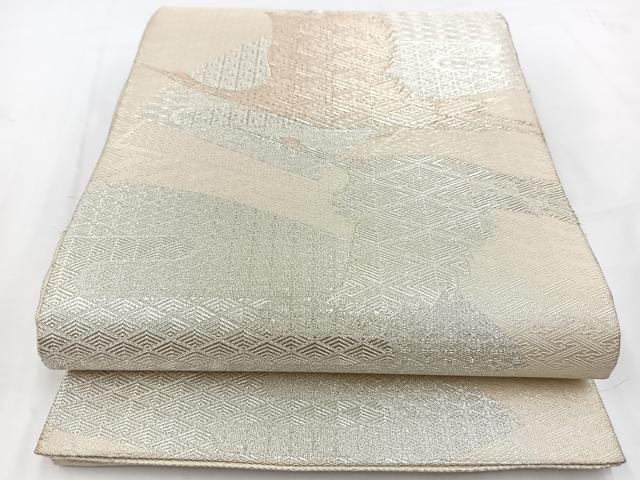平和屋着物◎佐賀錦 六通柄袋帯 地紙飛鶴文 金銀糸 正絹 逸品 BAAV7659yc