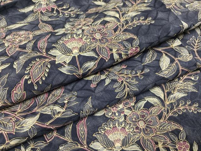 平和屋着物●上質な小紋 更紗枝花文 正絹 逸品 AABE2537ph