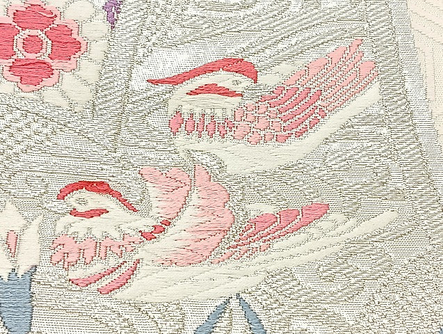 平和屋着物■袋帯 西陣 まとめて100点 向い鶴 鴛鴦 尾長鳥 向い鳥 人物 向い蝶 風景 更紗 正倉院 金銀糸 未使用品あり 全て正絹 mmm986