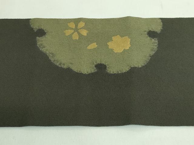 平和屋着物●極上 九寸名古屋帯 雪輪舞桜 色地 金彩 縮緬地 逸品 DZAB2864kh6