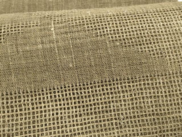 平和屋着物*夏物 八寸名古屋帯 抽象文様 媚茶色 麻 逸品 DABA0484cm