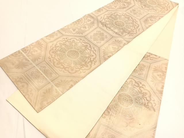 平和屋着物◎西陣 老舗 渡文謹製 手織 六通柄袋帯 綾錦 蜀江花文 金糸 引箔 正絹 逸品 BAAV9656hv