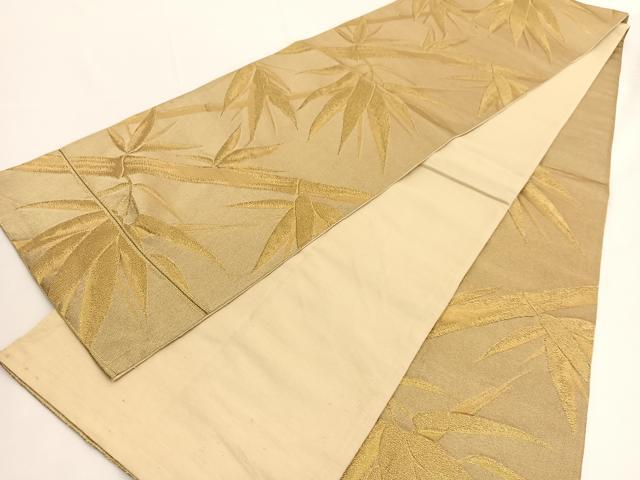 平和屋着物◎六通柄袋帯 笹竹文 金糸 正絹 逸品 BAAV9639hv