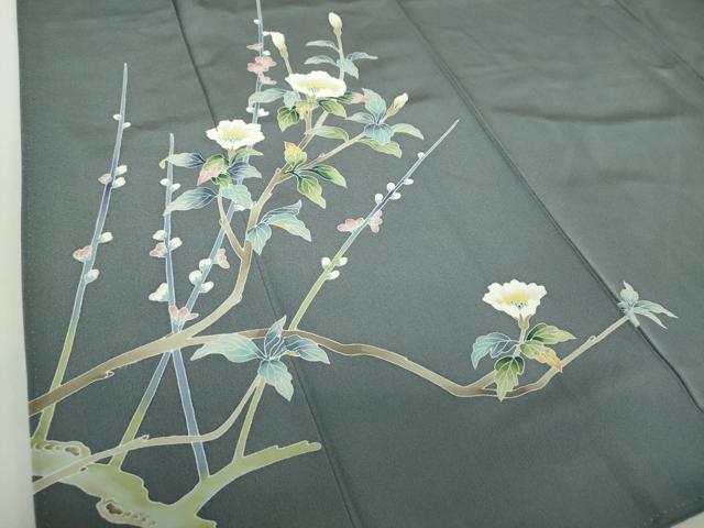 平和屋着物●訪問着 友禅 作家物 枝花文 正絹 逸品 DABA1536ps