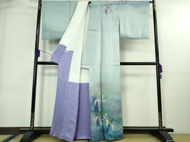 平和屋本店●最高級 二代目 久保田一竹 幻の辻が花 訪問着 笹竹 暈し染め 金通し地 逸品 DZAA0223kh6