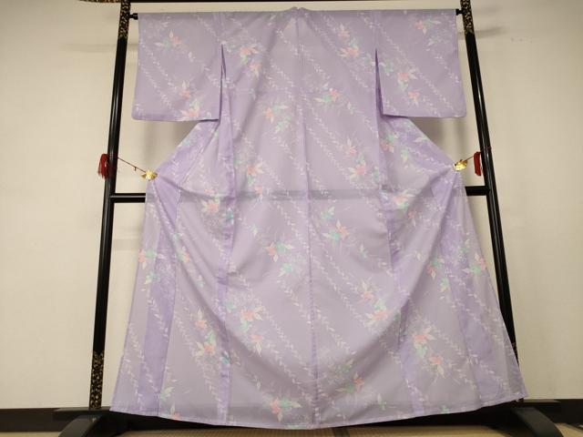 平和屋着物*夏物 小紋 絽 草花文 洗える着物 AABE4344jd