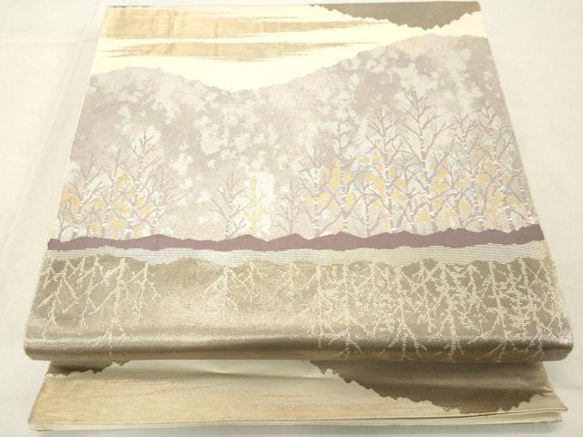 平和屋着物◎西陣 服部織物謹製 六通柄袋帯 こはく錦 樹林文 金糸 引箔 正絹 逸品 DABA5363cd