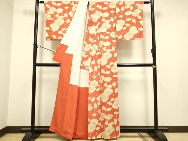 平和屋着物▼上質な小紋 地紋起こし 椿 正絹 逸品 DAAZ5480du