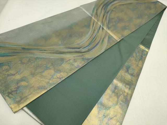 平和屋着物▼六通柄袋帯 流水文 金銀糸 引箔 正絹 逸品 AABD8325wj