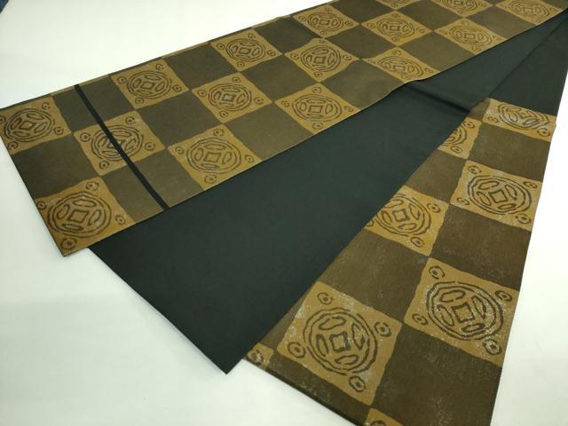 平和屋着物●極上 西陣 勝山織物 六通柄袋帯 市松文様 銀糸 証紙付き 逸品 DZAB3146kh6