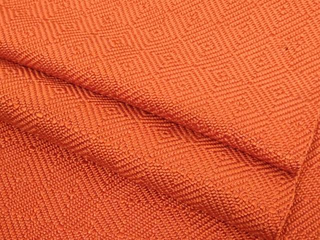 平和屋本店●希少 伊兵衛織 工芸手織 八寸名古屋帯 一重帯 入子菱 黄赤色地 逸品 未使用 DZAB3184kh6