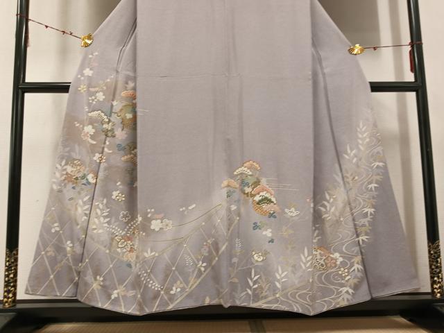 平和屋着物●訪問着 友禅 雪輪草花文 暈し染め 金彩 正絹 逸品 AABE5878ph