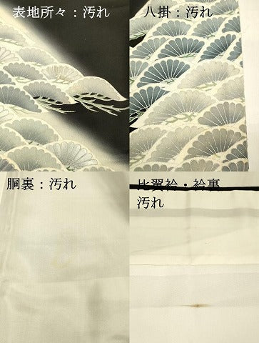 平和屋着物■豪華黒留袖 刺繍 松文 銀彩 正絹 逸品 DABA0850cm