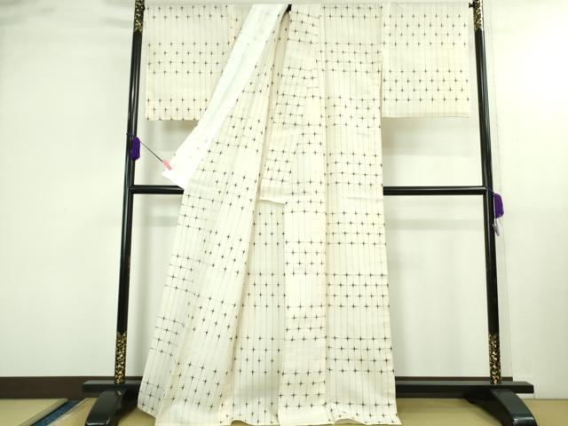 平和屋本店*希少 夏物 国指定重要無形文化財 本場久米島紬 夏久米島 手織 逸品 未使用 DZAA2238kh6