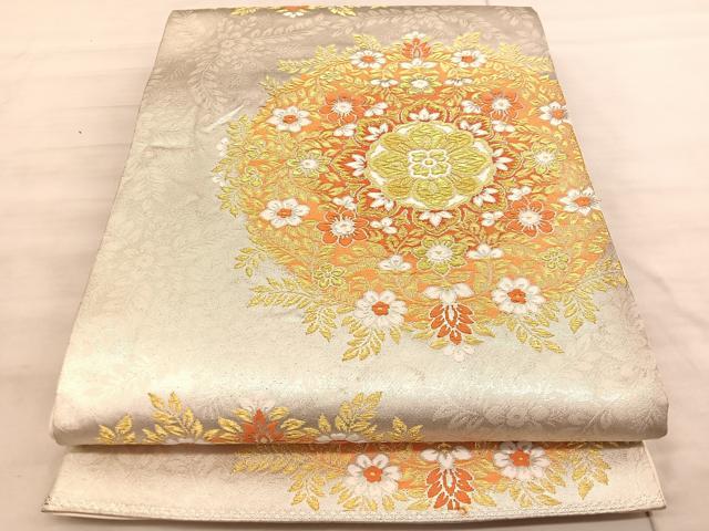 平和屋着物◎六通柄袋帯 唐織 宝相華 金銀糸 正絹 逸品 BAAW3054hv