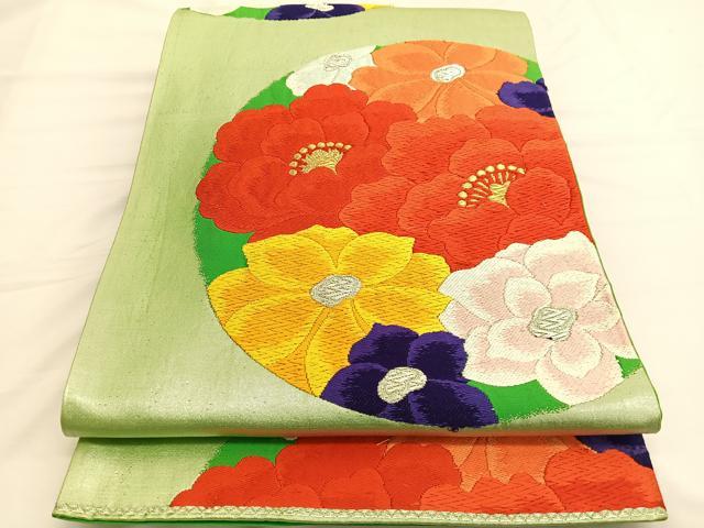 平和屋着物◎六通柄袋帯 唐織 花丸文 金銀糸 正絹 逸品 BAAW3035hv