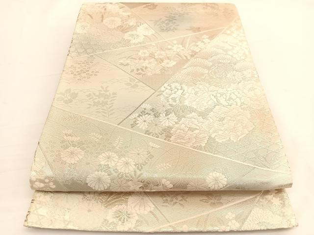 平和屋着物◎六通柄袋帯 唐織 切嵌籬花文 金銀糸 正絹 逸品 BAAW3128hv