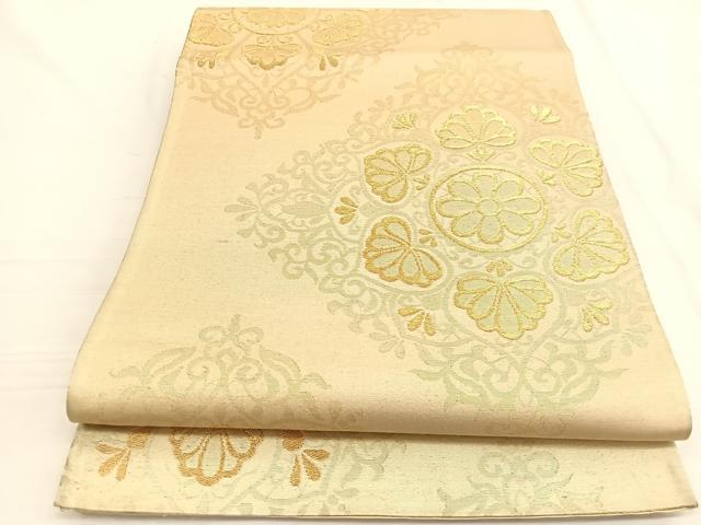 平和屋着物◎六通柄袋帯 花菱文 金糸 正絹 逸品 BAAW3137hv