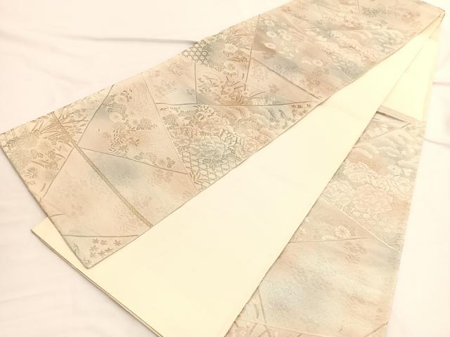 平和屋着物◎六通柄袋帯 唐織 切嵌籬花文 金銀糸 正絹 逸品 BAAW3128hv